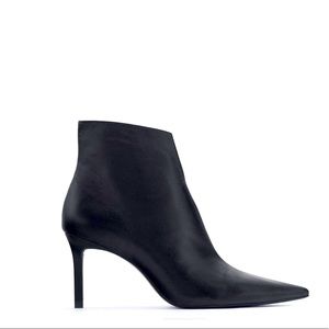 Zara Pointed Leather Heeled Ankle Boots.